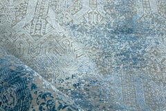 Woll- und Seidenteppich, Kimia Grau Blau, Edition Bougainville