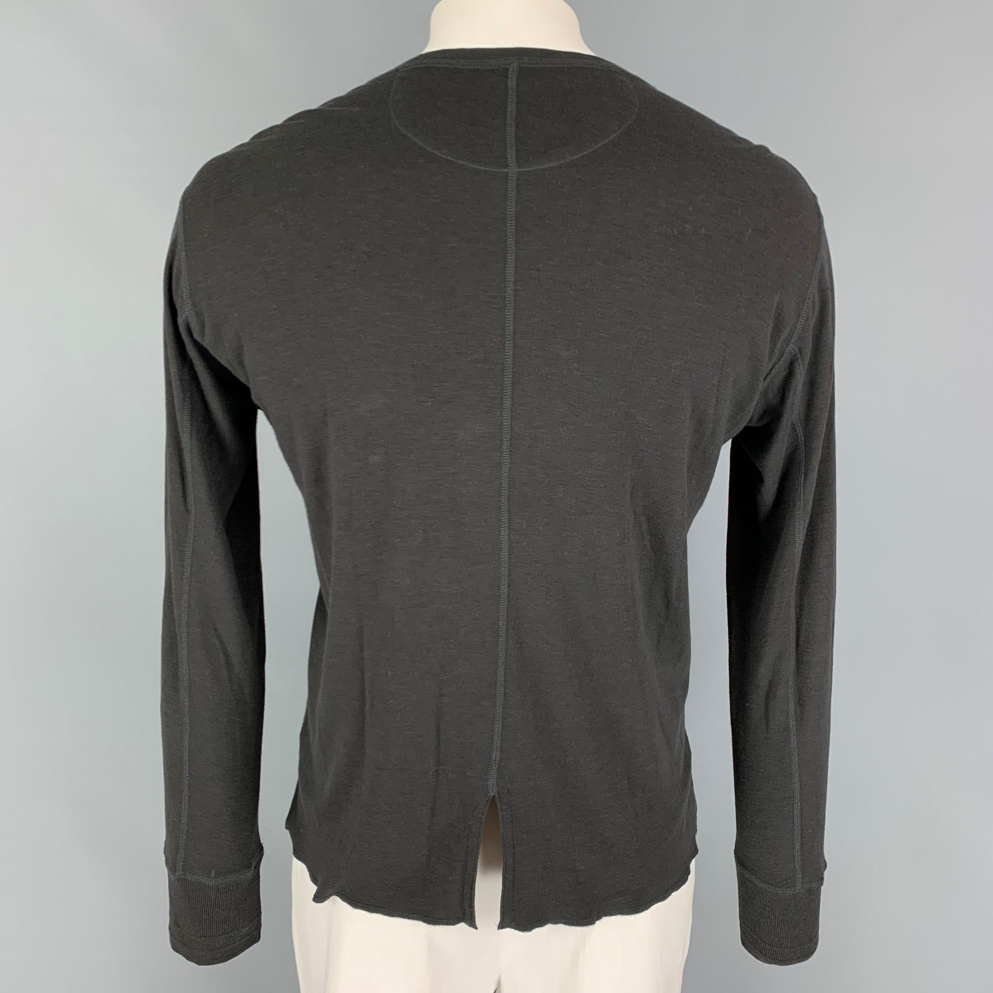 Black KIMINORI MORISHITA Size M Charcoal Cotton Blend Henley T-shirt