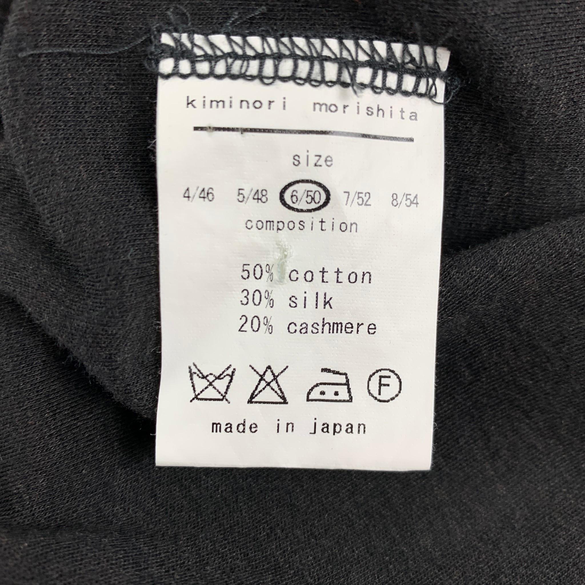 KIMINORI MORISHITA Size M Charcoal Cotton Blend Henley T-shirt In Good Condition In San Francisco, CA