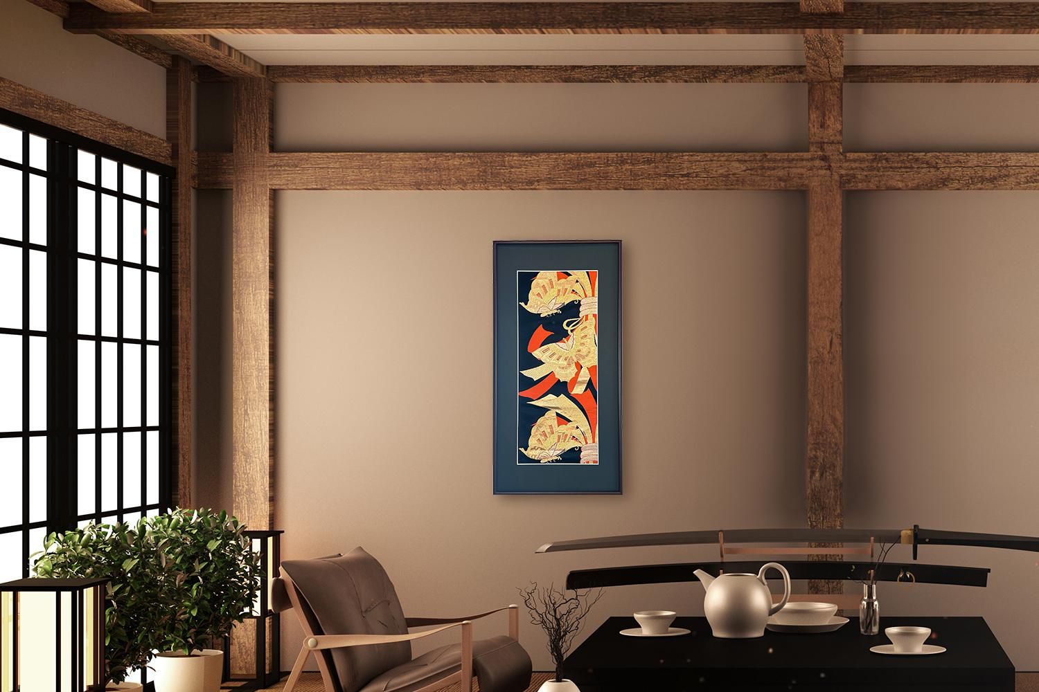 Hand-Crafted Kimono Art / Japanese Wall Art / “Butterfly of Fortune” For Sale