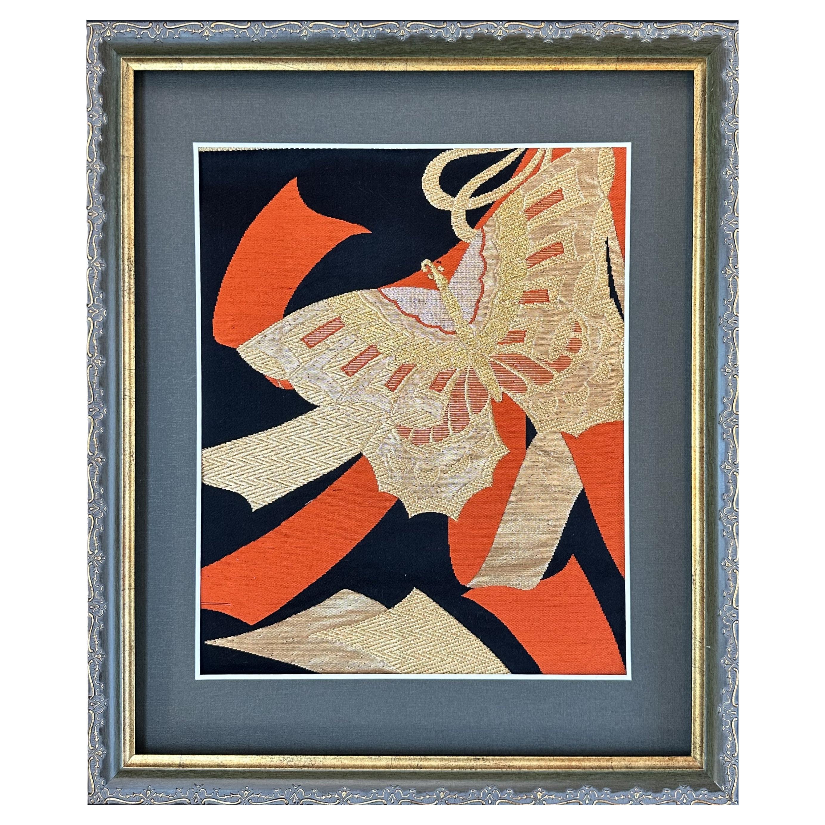 Kimono Art / Japanese Wall Art / “Butterfly of Fortune” For Sale