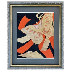 Kimono Art / Japanese Wall Art / “Butterfly of Fortune”