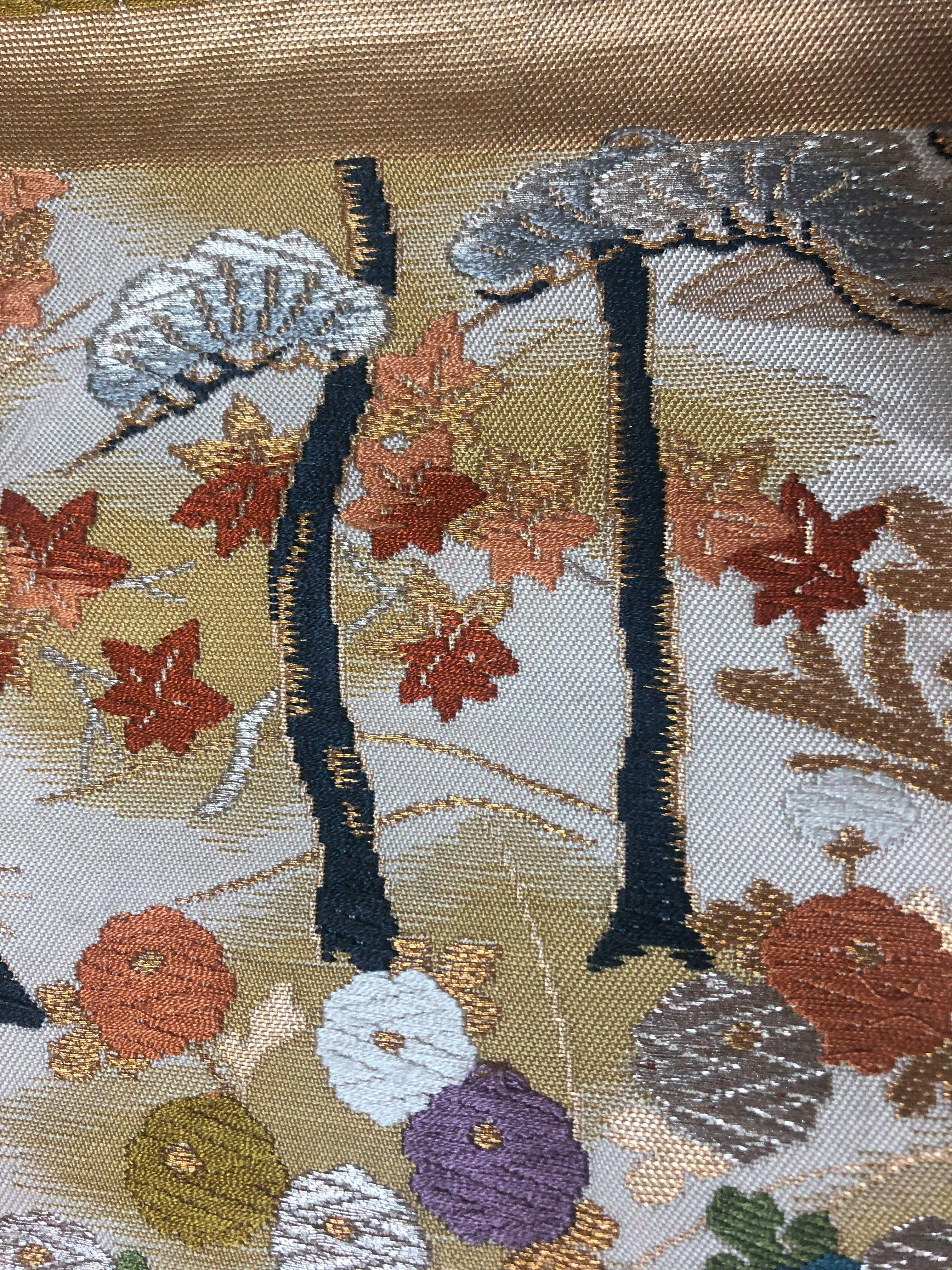 Hand-Crafted Kimono Art / Japanese Wall Art / “Garden by the Sea” For Sale