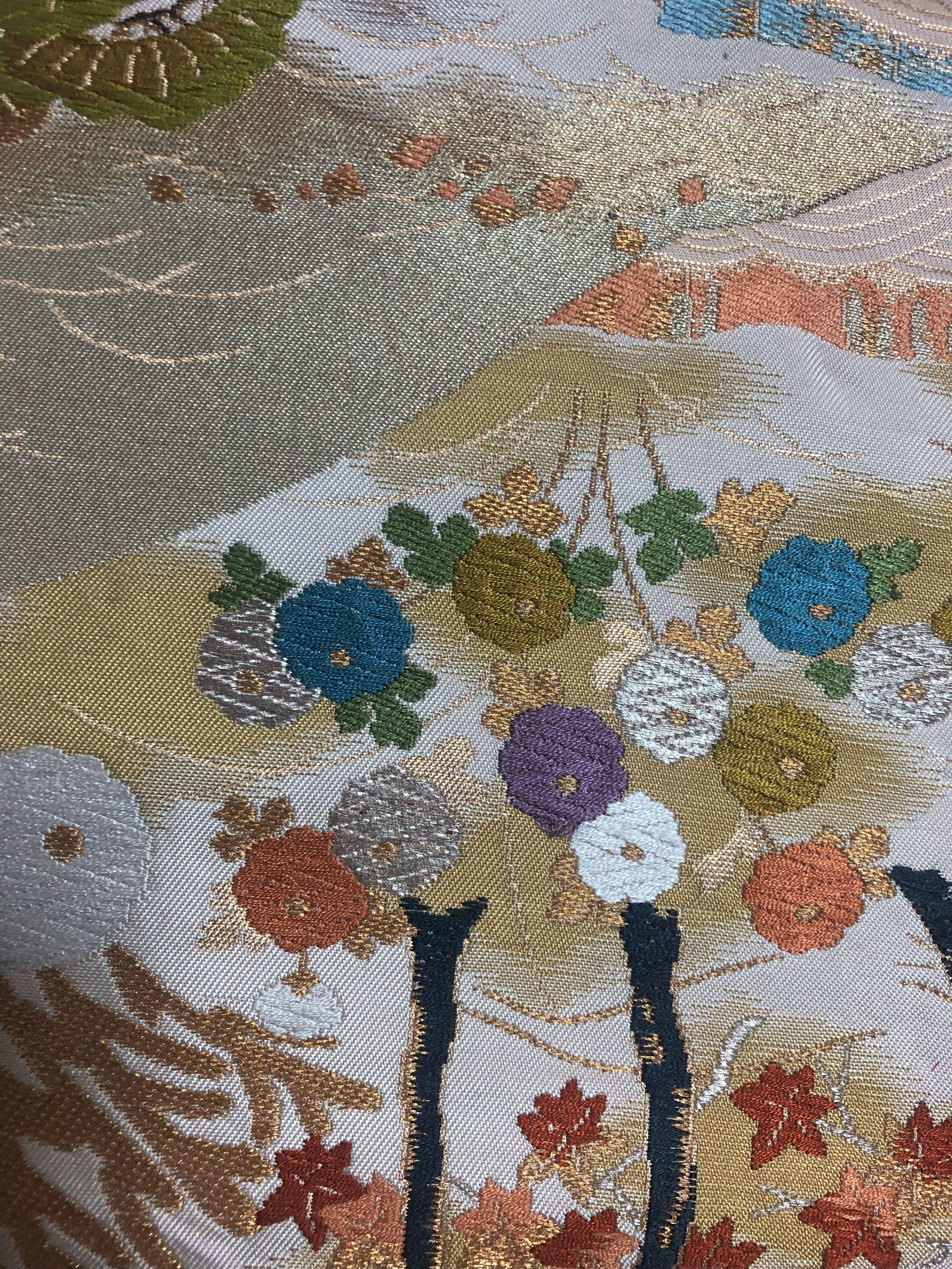 Contemporary Kimono Art / Japanese Wall Art / “Garden by the Sea” For Sale