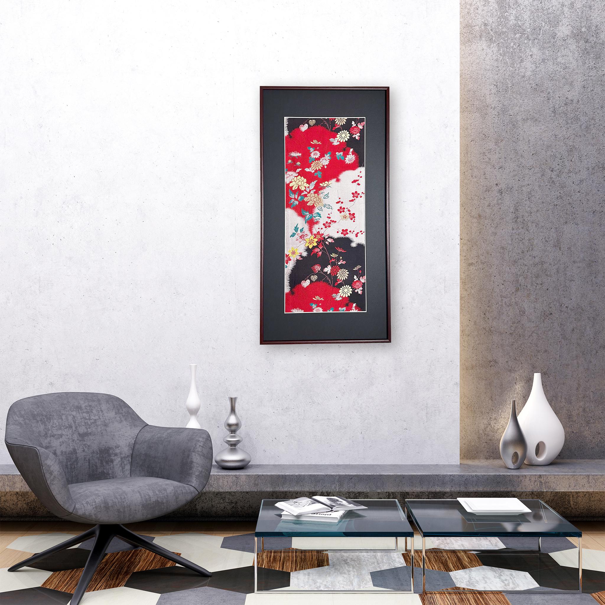 Kimono-Kunst „Seasonal Blessings“ von Kimono-Couture, Japanische Kunst, gerahmte Wandkunst (Handgefertigt) im Angebot