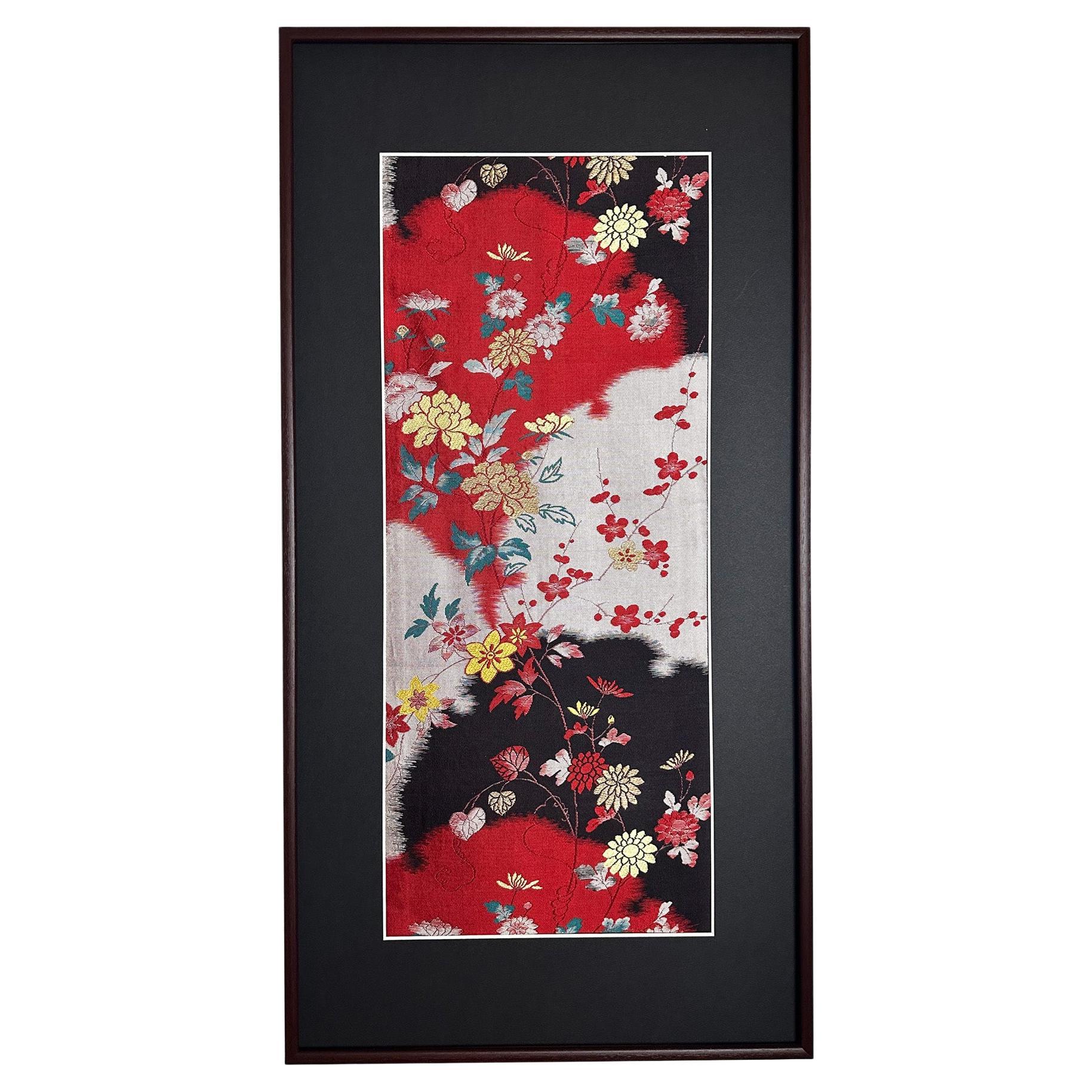 Kimono Art "Seasonal Blessings" by Kimono-Couture, Japanese Art, Framed Wall Art For Sale