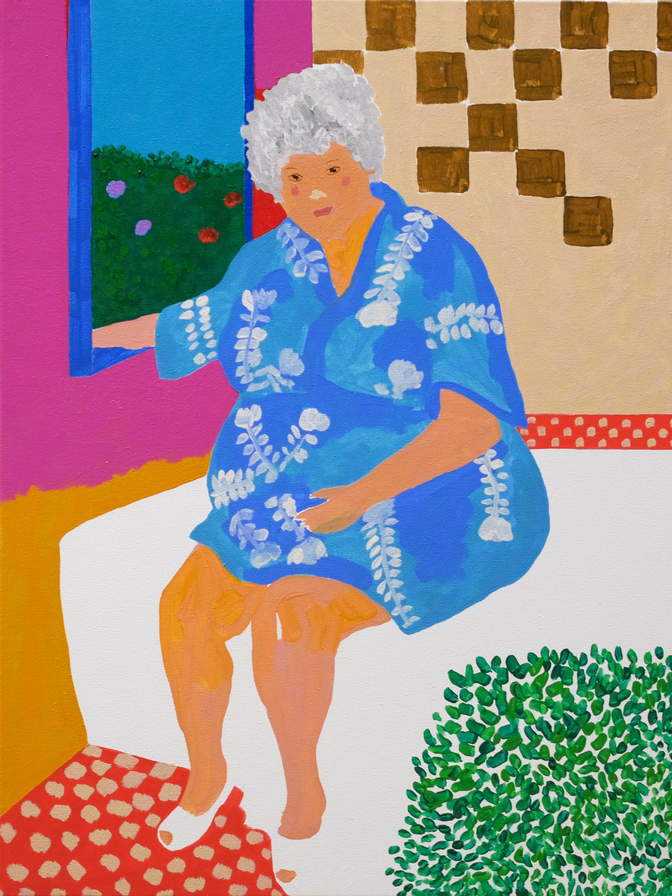 Modern 'Kimono Blues' Portrait Painting by Alan Fears Pop Art For Sale