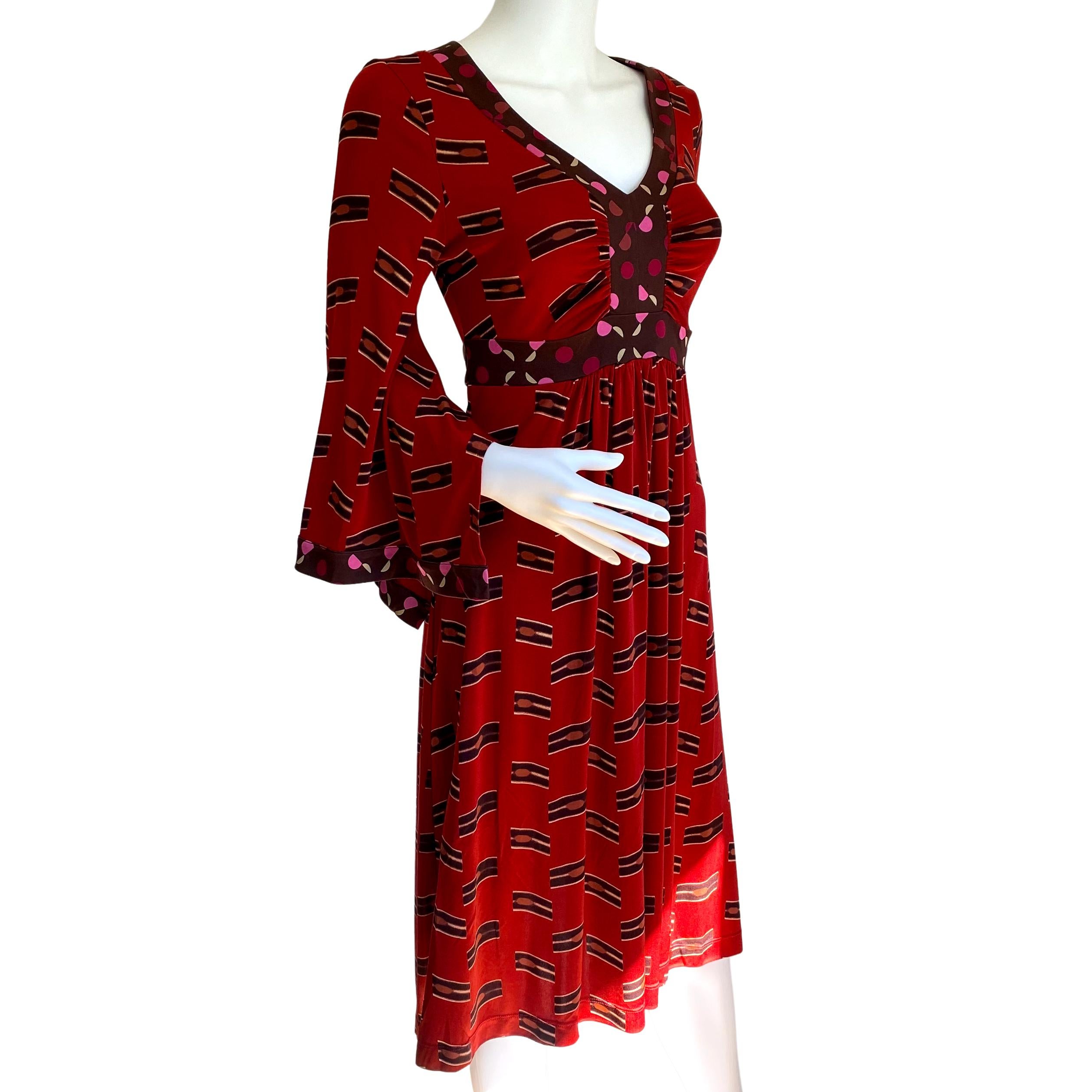 Women's Japanese Woodblock Print Boho Kimono Silk dress Flora Kung - NWT For Sale