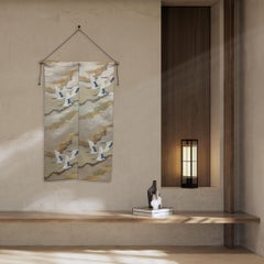 Kimono Tapestry "Crane's Feathered Dance" Japanese Hanging Scroll, Japanese Art
