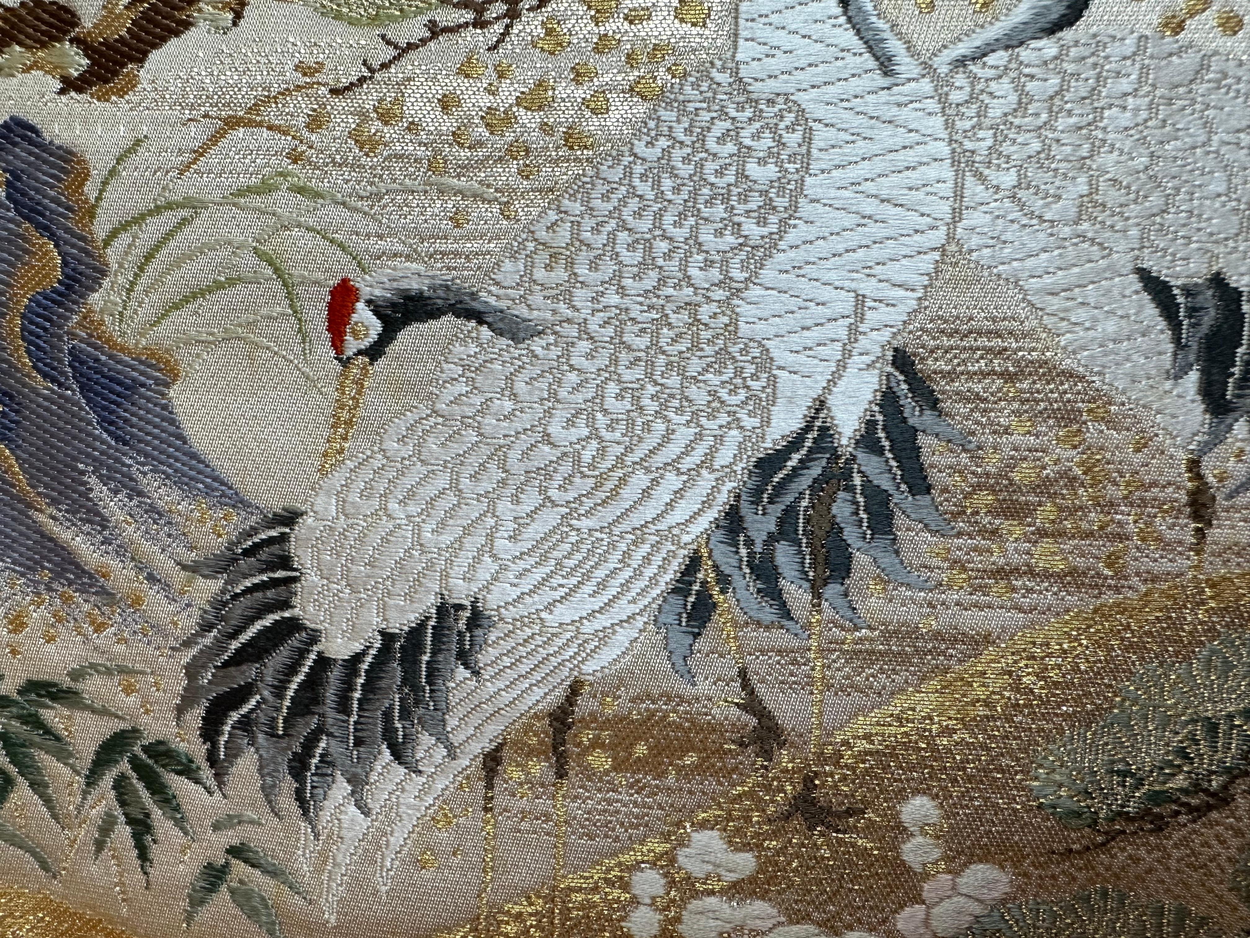 Tapisserie kimono The Crane's Departure, art japonais, volutes suspendues japonaises en vente 6