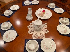 Kimono Tea mat set of 6  "Starry Rose", Christmas decoration, Christmas ornament