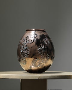 Kimono Vase in Patinated Bronze, Copper, Lacquer and Abalone Inlay