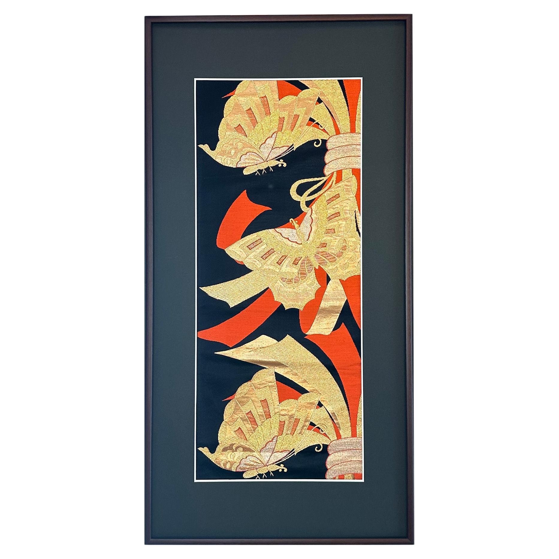 Kimono Wall Art / Japanese Art, -Butterfly of Fortune- For Sale