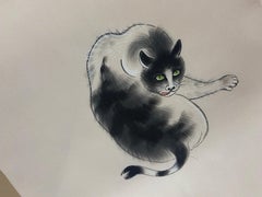 Kimono Wall Art / Japanese Art / Wall Decoration, -Japanese Cat-