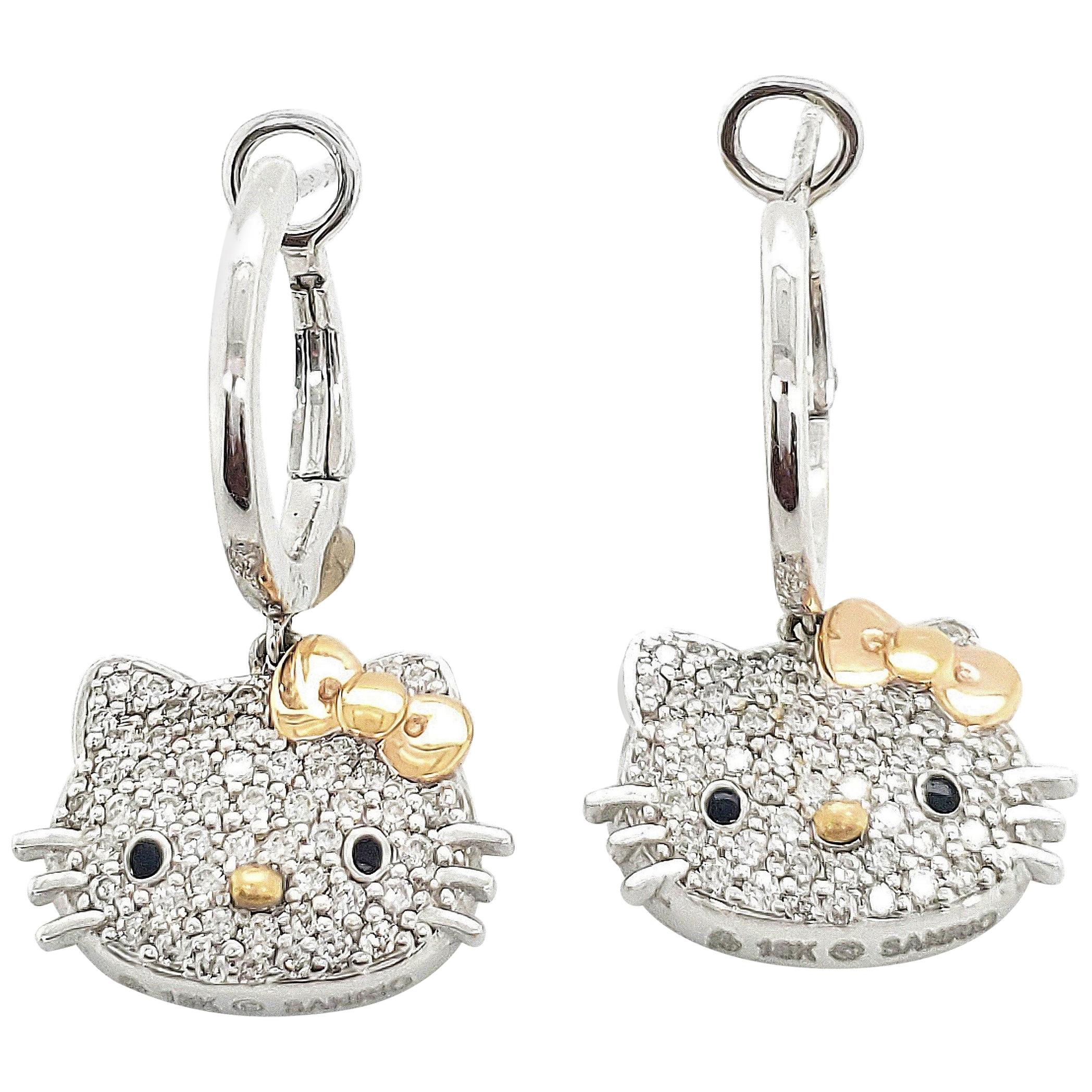 Kimora Lee Simmons for Sanrio Hello Kitty Gold and Diamond Earrings