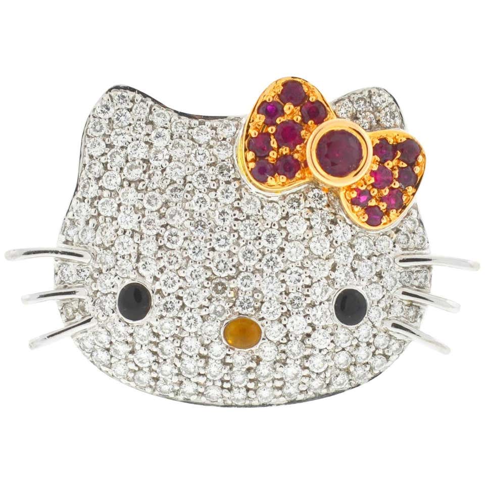 Kimora Lee Simmons Sanrio Hello Kitty 18 Karat White Gold Diamond Ring ...