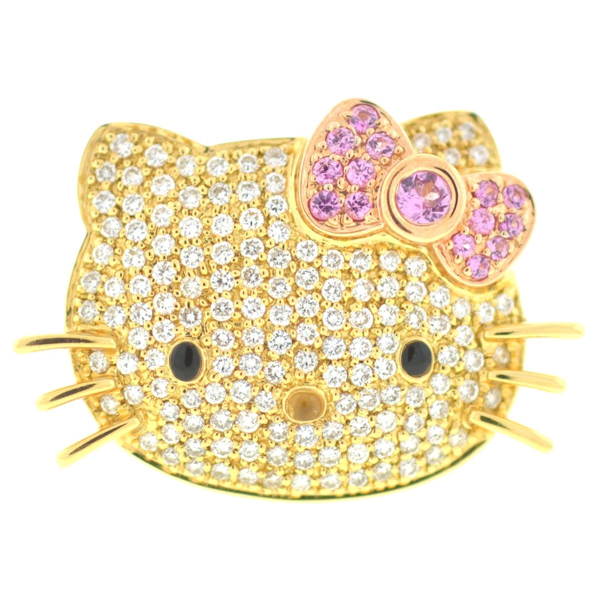 Kimora Lee Simmons Sanrio Hello Kitty 18 Karat Yellow Gold Diamond Ring