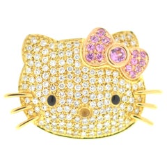 Kimora Lee Simmons Sanrio Hallo Kitty 18 Karat Gelbgold Diamant Ring