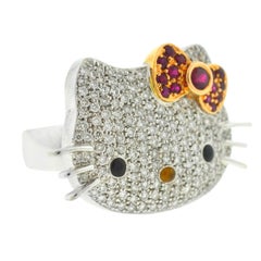 Kimora Lee Simmons Sanrio Hello Kitty 18 Karat White Gold Diamond Ring