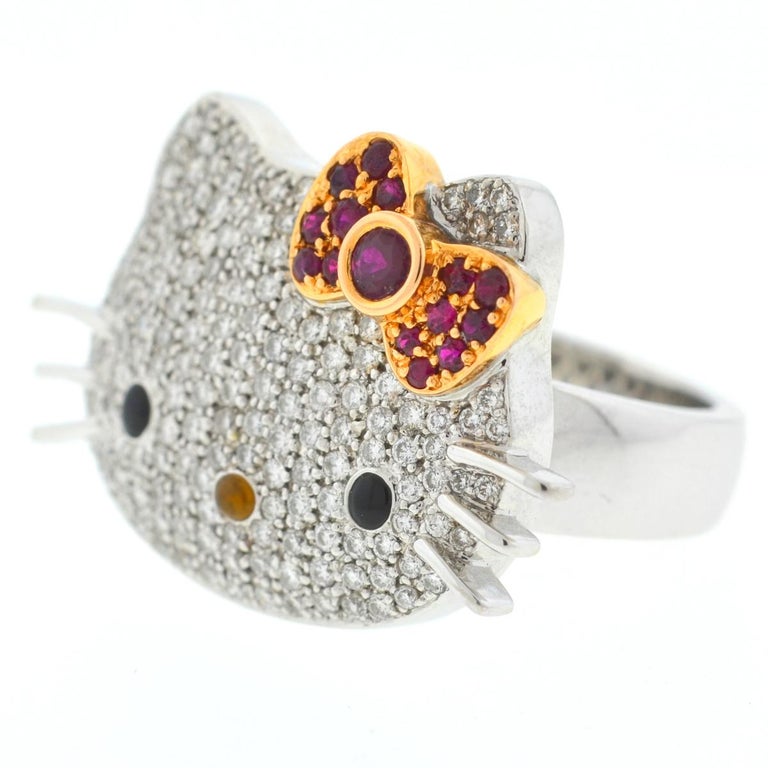 Kimora Lee Simmons Sanrio Hello Kitty 18 Karat White Gold Diamond Ring