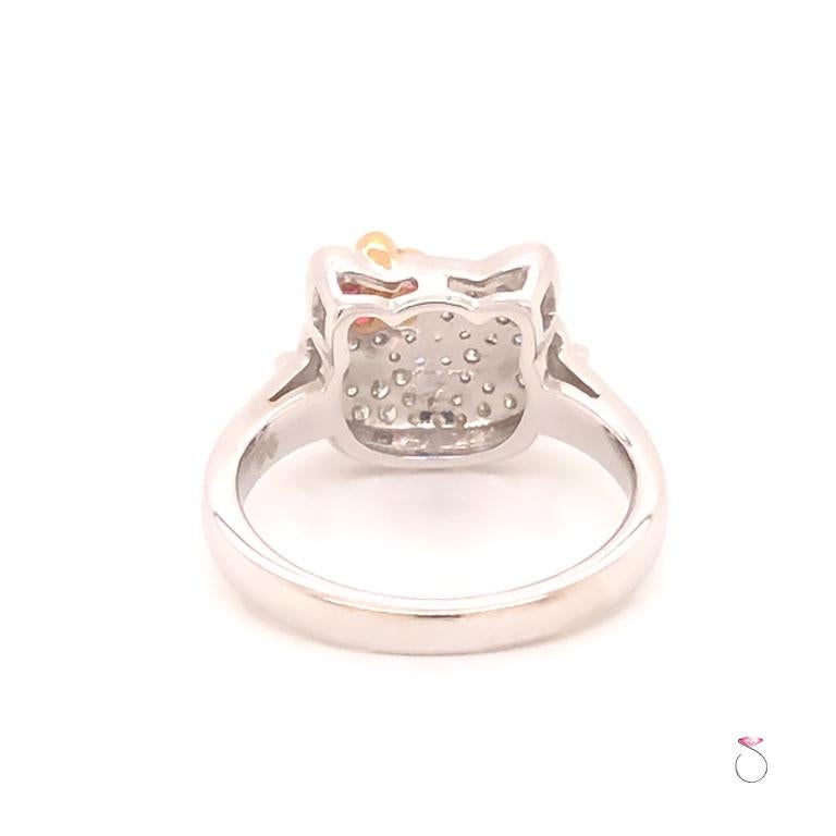 Modern Kimora Lee Simmons Sanrio Hello Kitty 18k White Gold, Diamond & Sapphire Ring