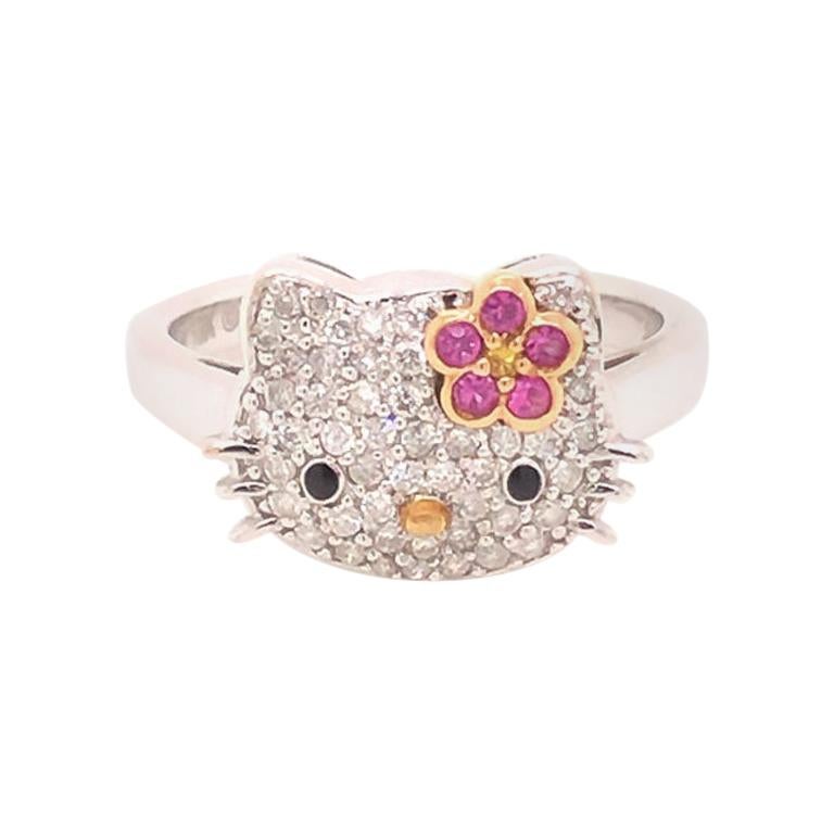 Kimora Lee Simmons Sanrio Hello Kitty 18k White Gold, Diamond & Sapphire Ring