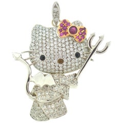Kimora Lee Simmons Sanrio Hello Kitty Devil 18 Karat White Gold Diamond Pendant