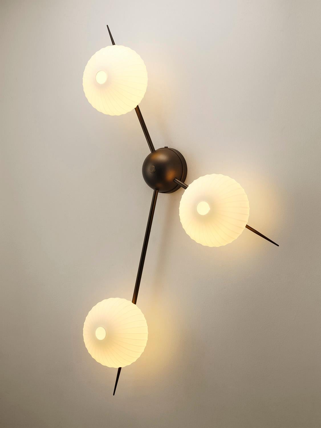 Modern KINA 3 Wall Light or Sconce in Bronze and Blown Glass by Blueprint Lighting For Sale