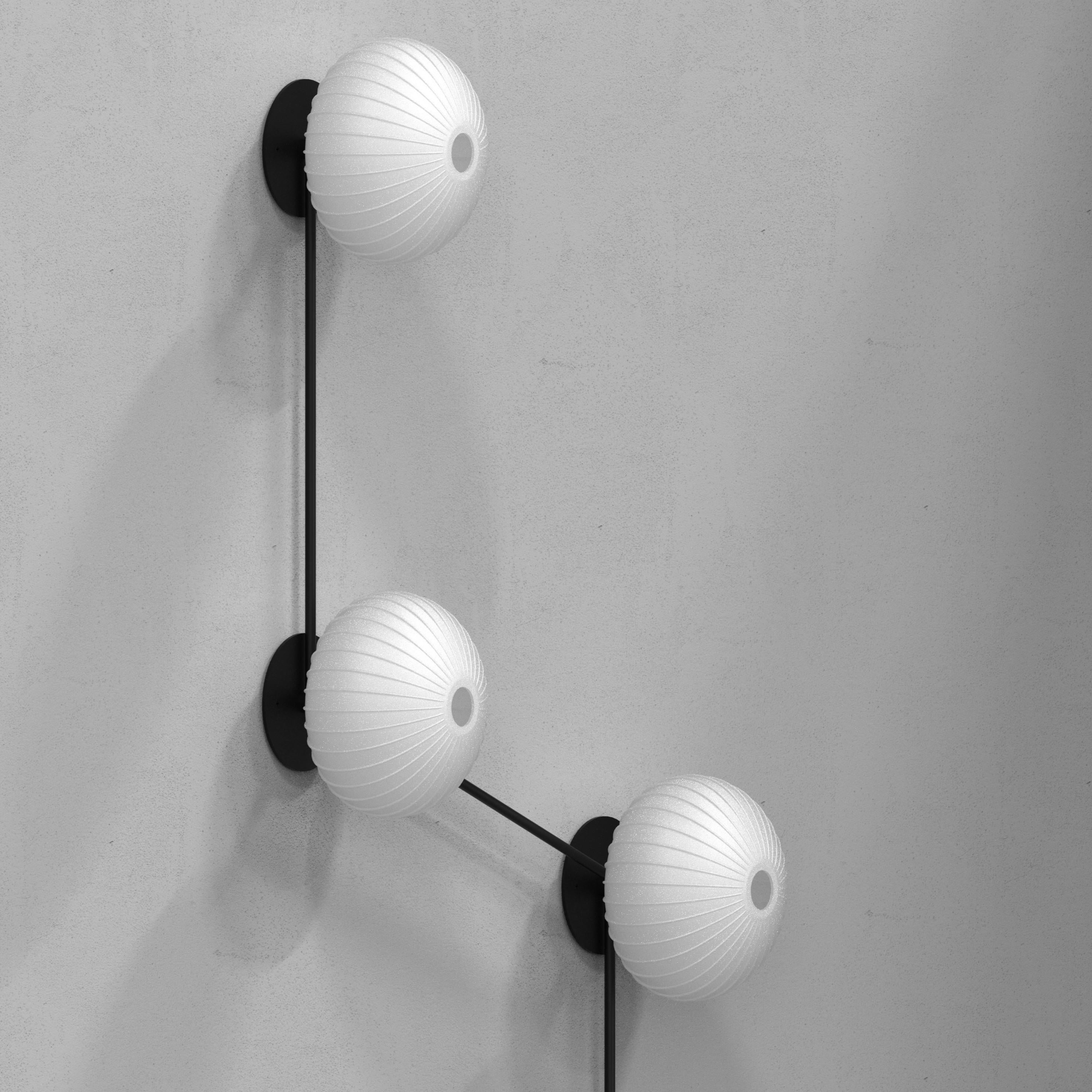 KINA 4 Wall Light or Flushmount in Blown Glass and Black, Blueprint Lighting In New Condition For Sale In New York, NY