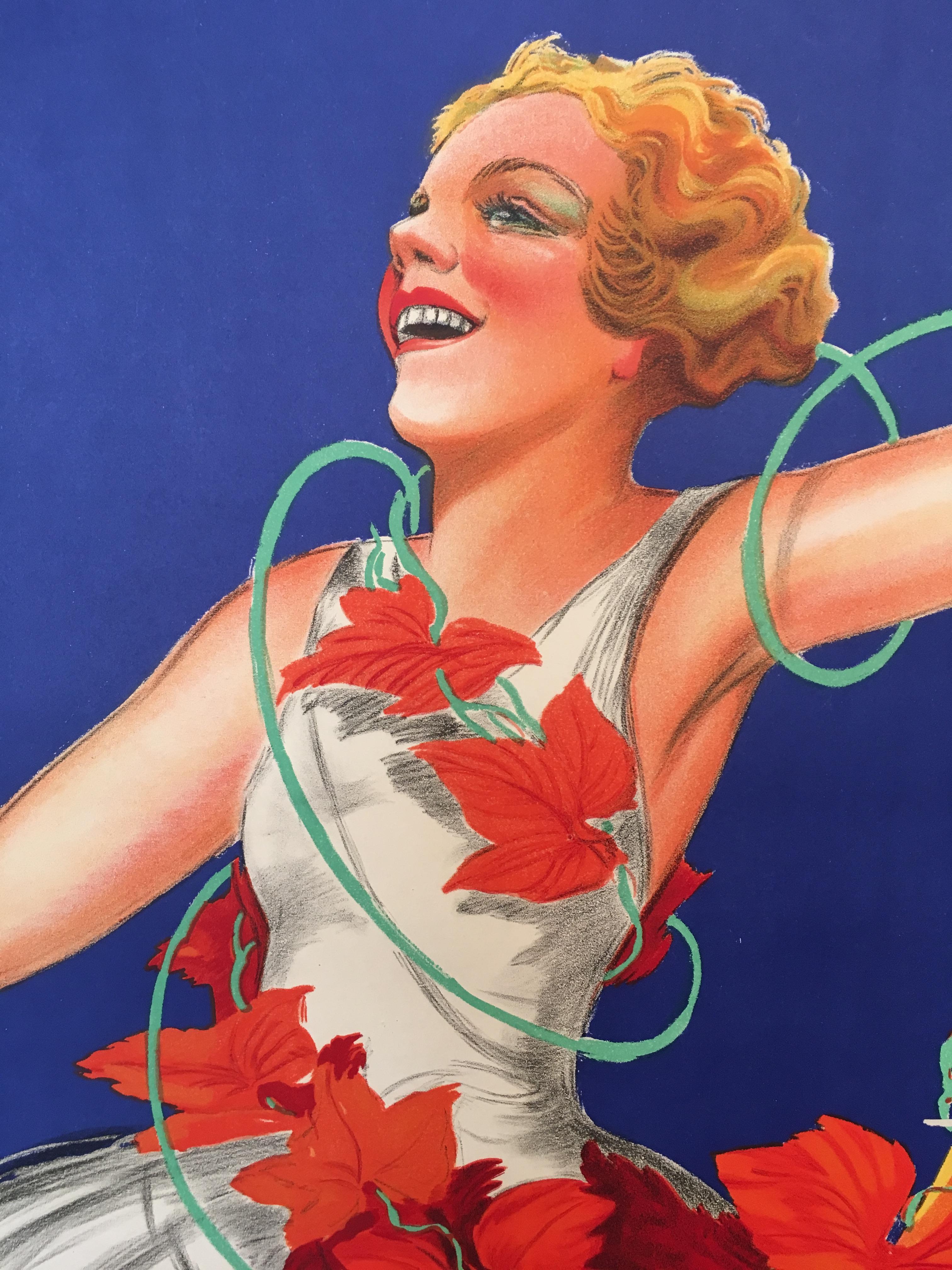 Vibrant Art Deco poster advertising the popular wine.