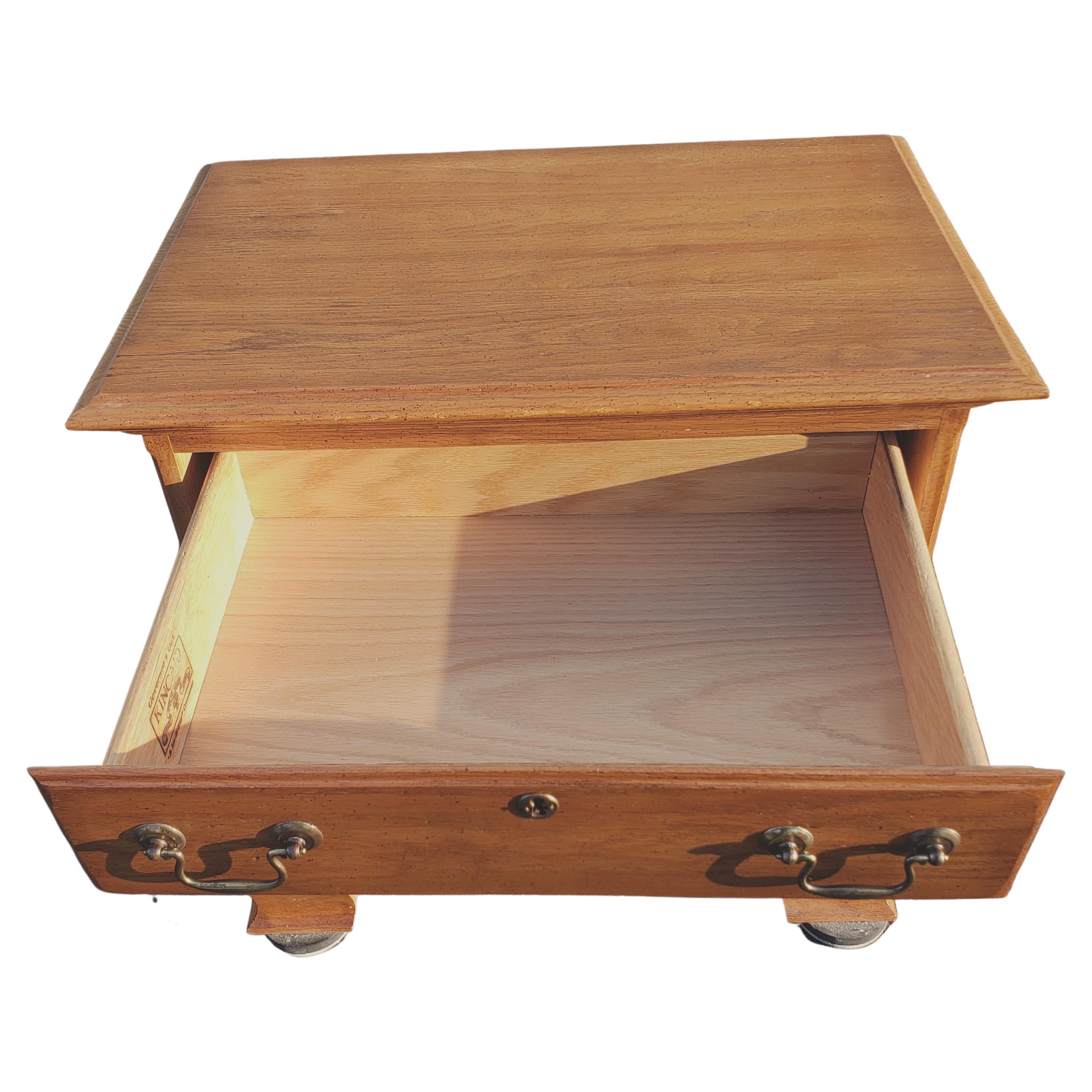 American Kincaid Chippendale Oak Bedside Chest Nightstand For Sale