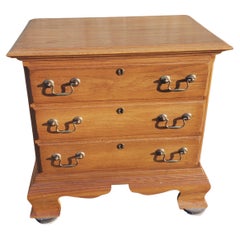Retro Kincaid Chippendale Oak Bedside Chest Nightstand