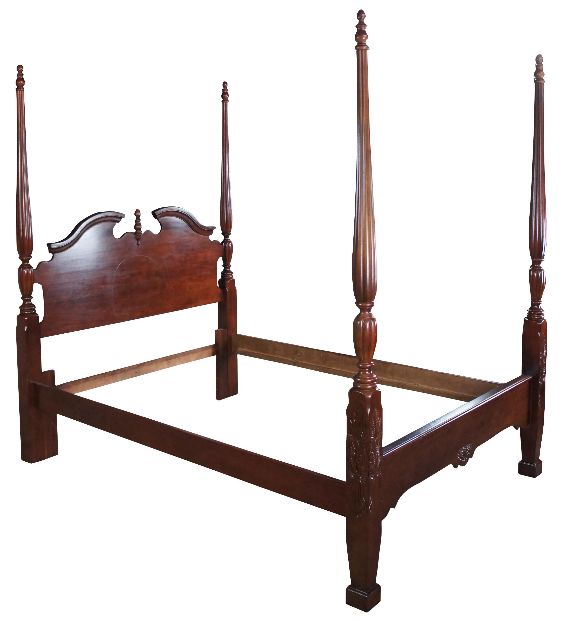 Kincaid Furniture General William Lenoire Limited Edition plantation style rice carved Full to Queen bed. Made from cherry with a warm brown finish, open pediment, reeded posters and carved details

Kincaid Furniture is based out of North