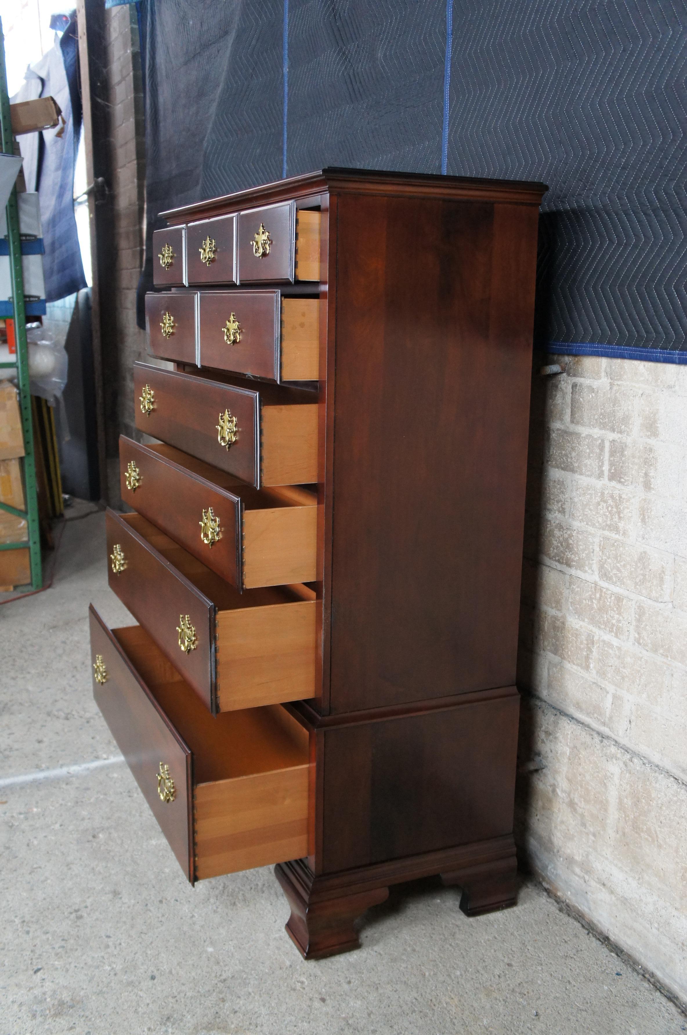 Kincaid Georgian Style Cherry Chest on Stand Tallboy 6 Drawer Dresser 1