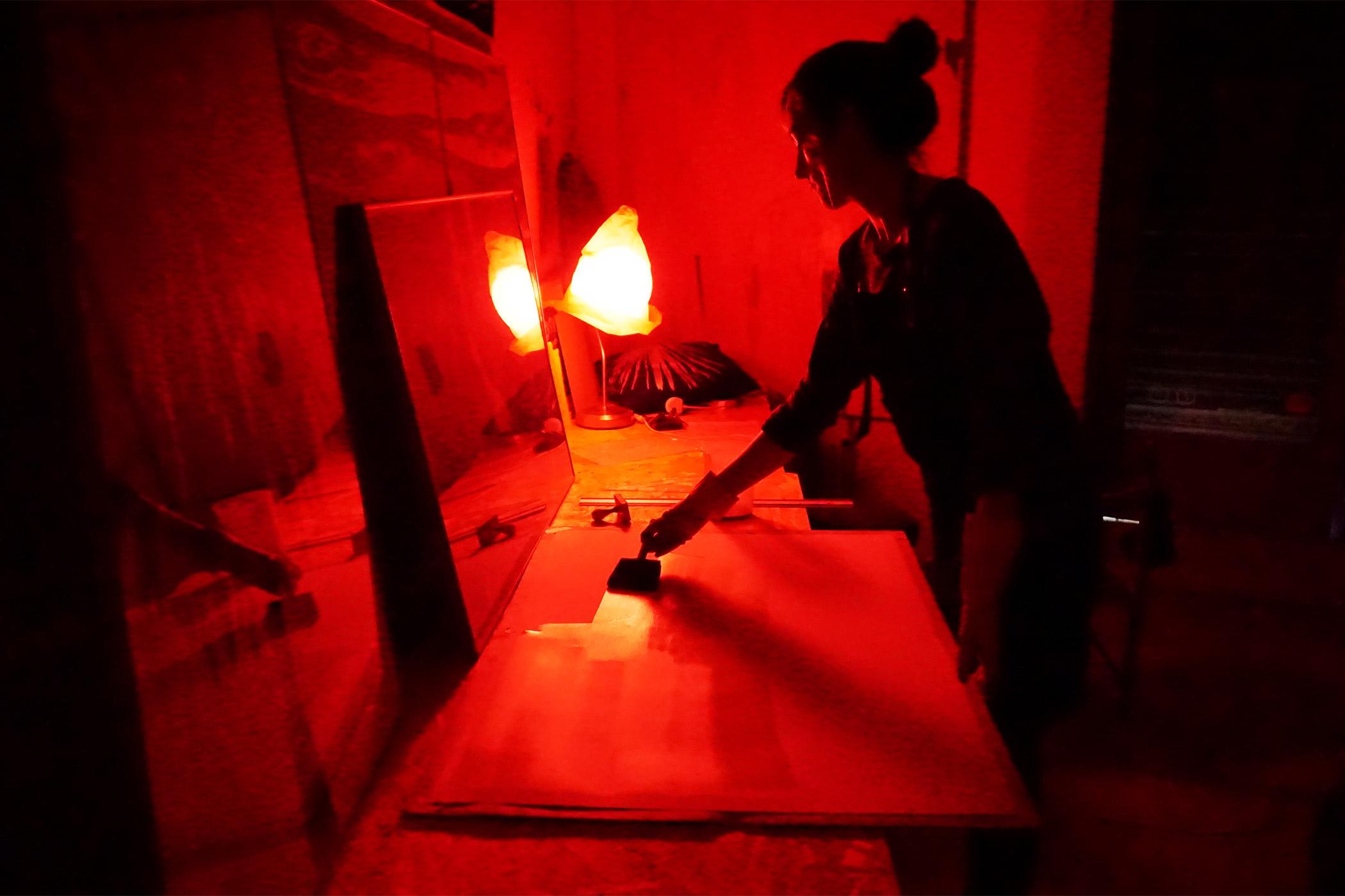 Blue Subtle Seascape of Calm Costa Rica Shore, Minimal Triptych Cyanotype 7