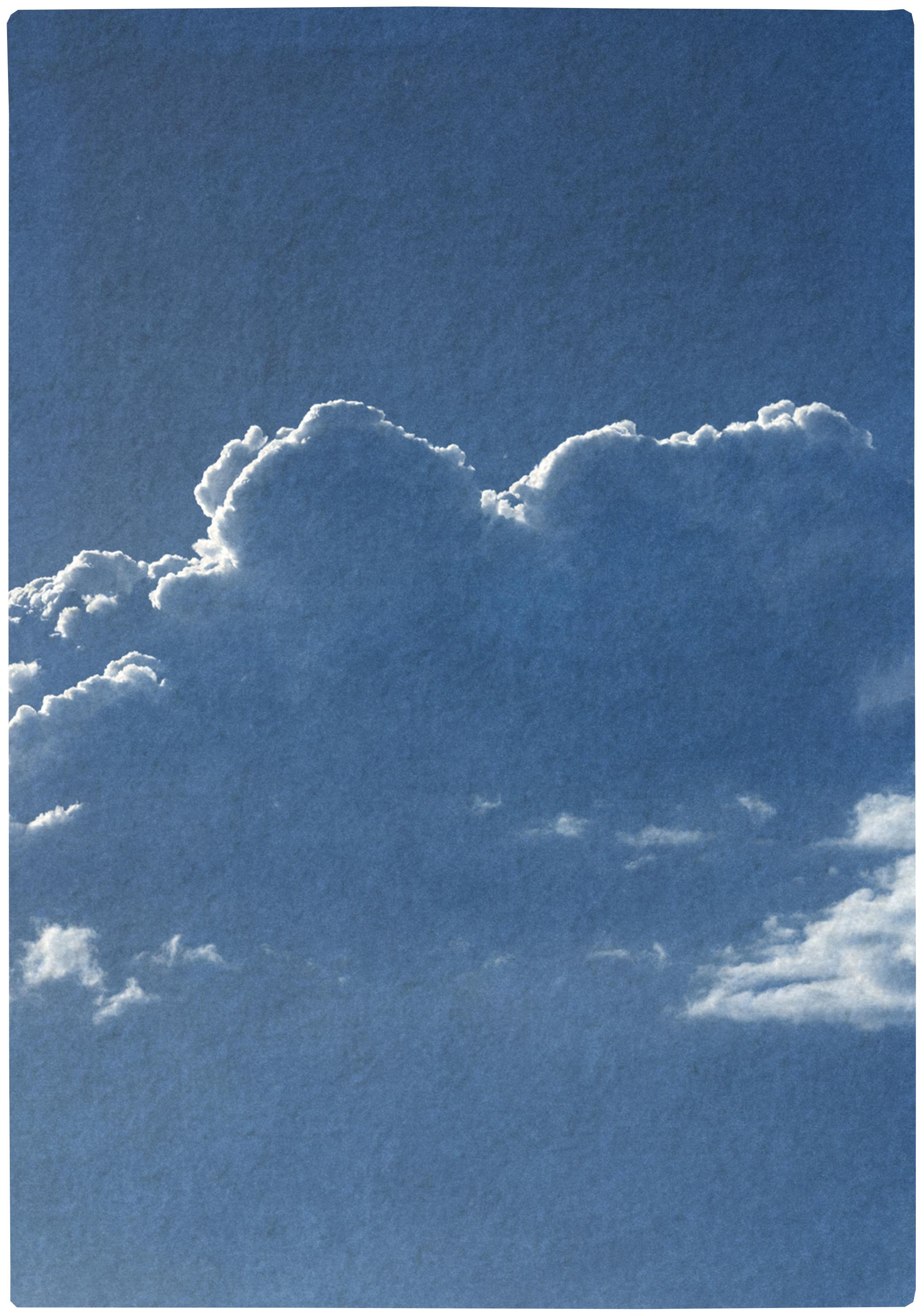 This is an exclusive handprinted limited edition of a cyanotype print. 
This gorgeous triptych portraits a serene evening cloud traveling through the sky. 

Details:
+ Title: Serene Cloudy Sky
+ Year: 2021
+ Edition Size: 100
+ Stamped and