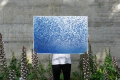 Aguas serenas de cala, paisaje marino Feng Shui, ondas azules y blancas, impresión horizontal