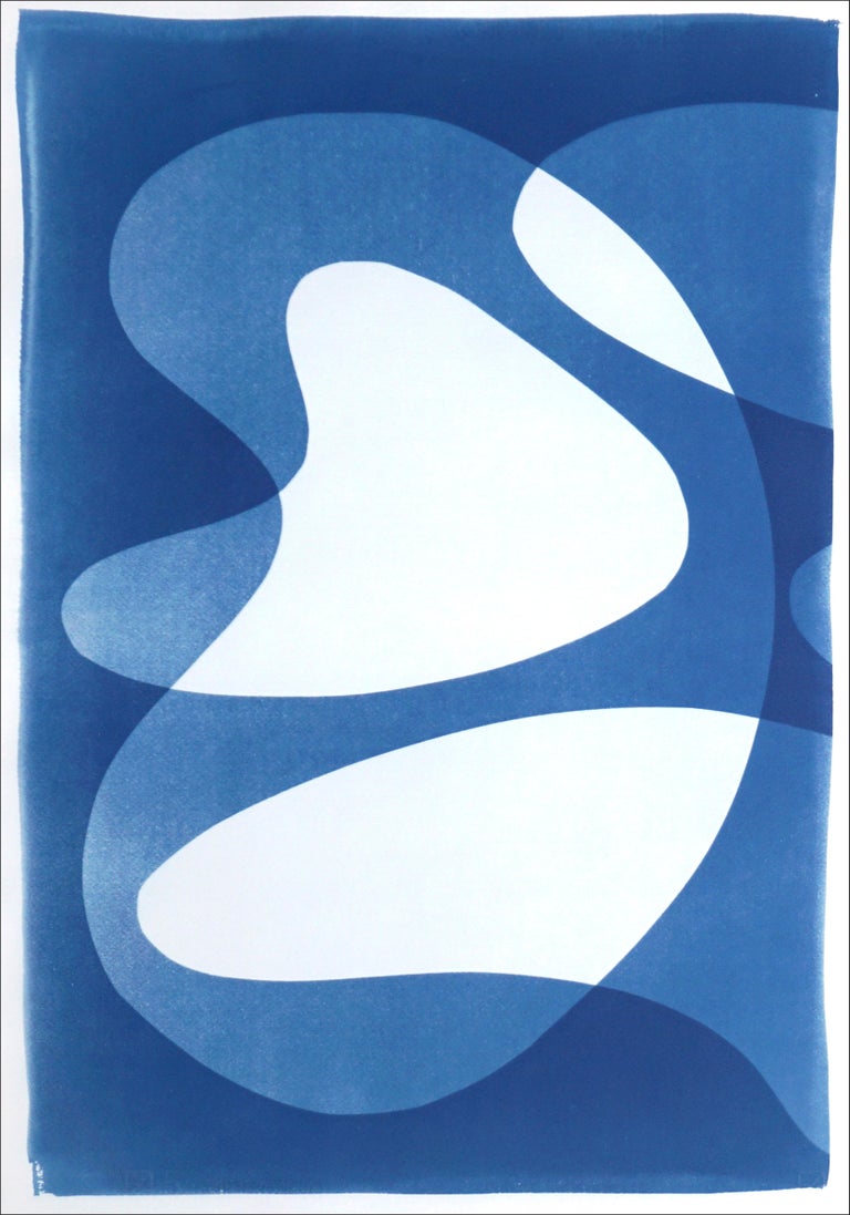 2022, Futurist Pool Diptych, Mid-Century Shapes Diptych in Blue Tones, Cyanotype - Modern Print by Kind of Cyan