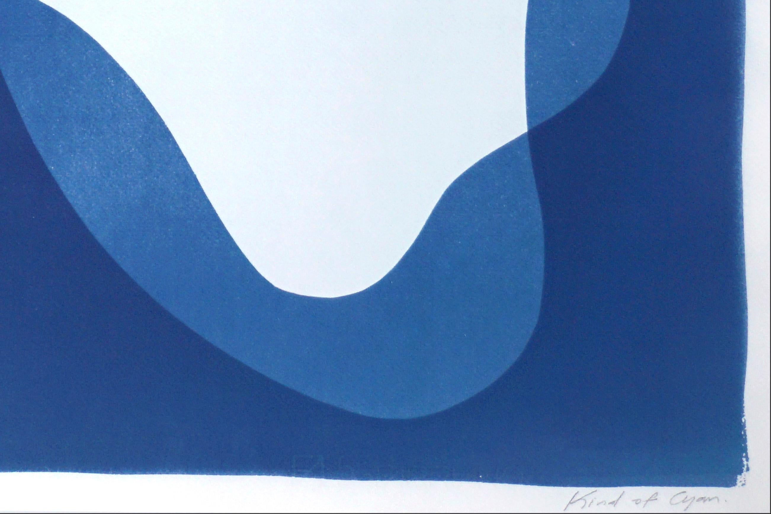 Futurist Pool Diptych, Mid-Century Shapes, Blue Tones Transparencies Cyanotype 4