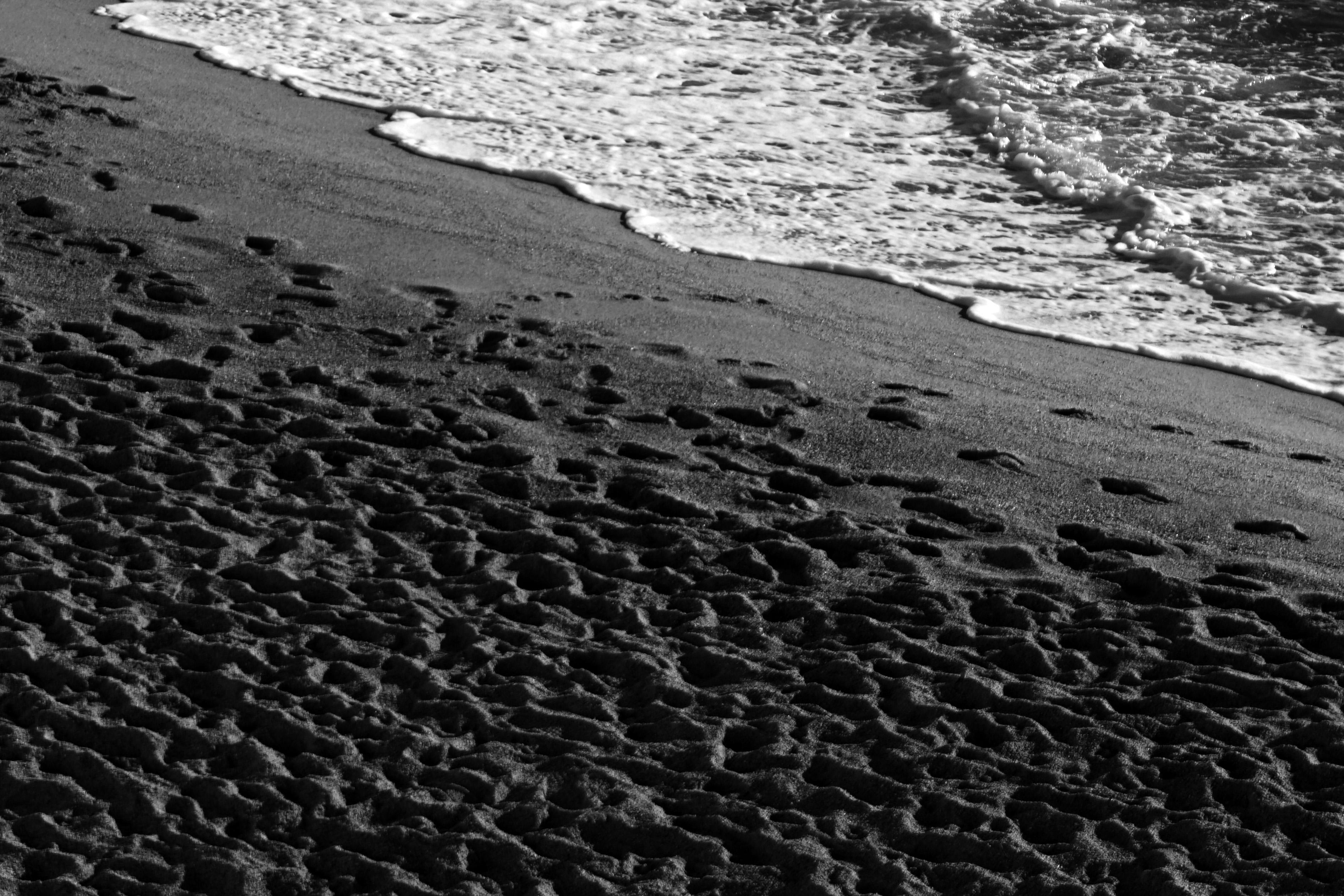 Black and White Giclée Print of Sandy Shore with Foam, Coastal Black and White  - Realist Photograph by Kind of Cyan