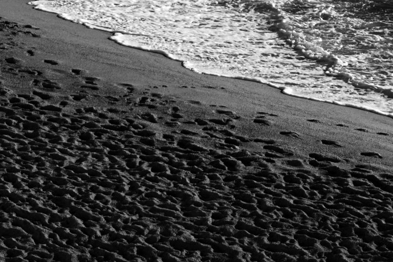 Black and White Giclée Print of Sandy Shore with Foam, Classy Black and White  For Sale 1