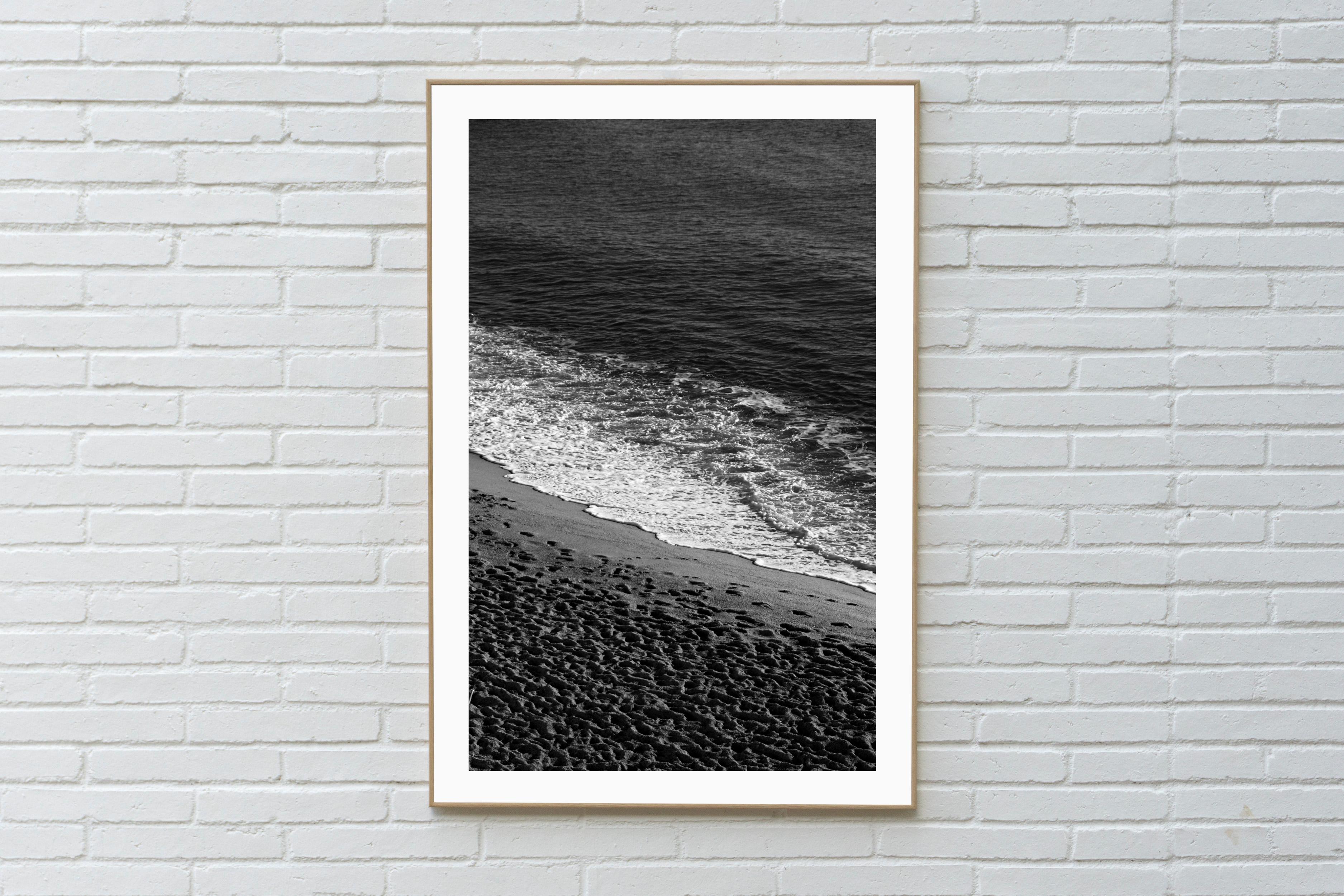Black and White Giclée Print of Sandy Shore with Foam, Coastal Black and White  For Sale 1