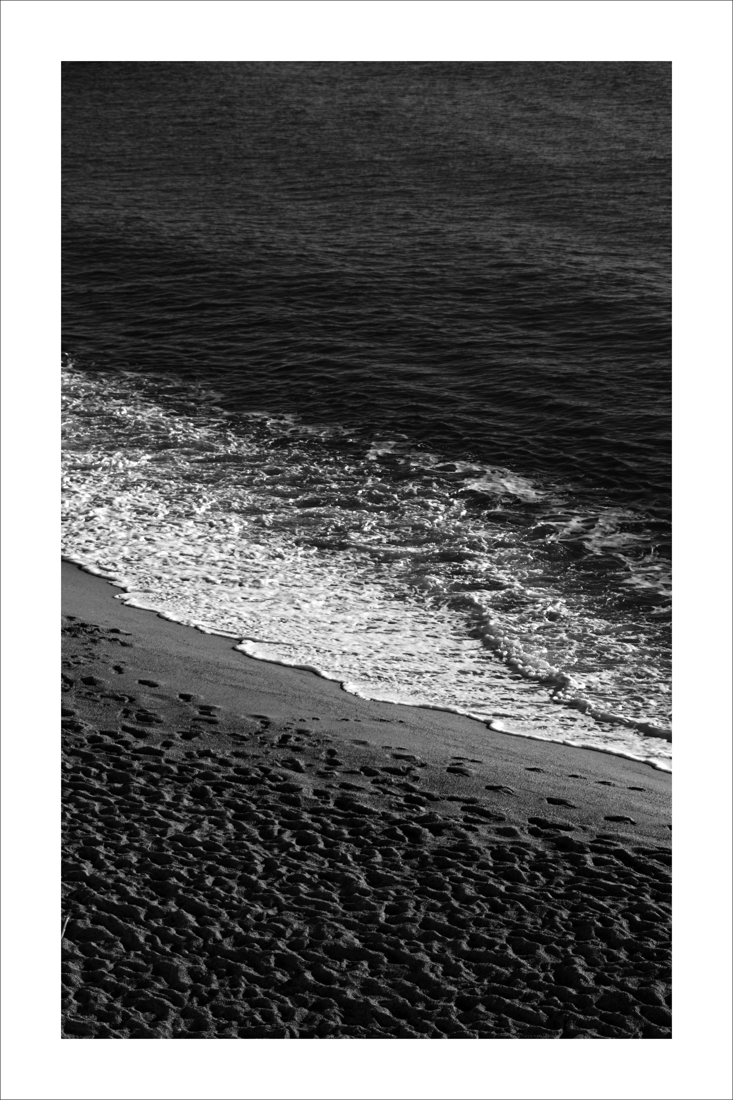 Black and White Giclée Print of Sandy Shore with Foam, Classy Black and White 