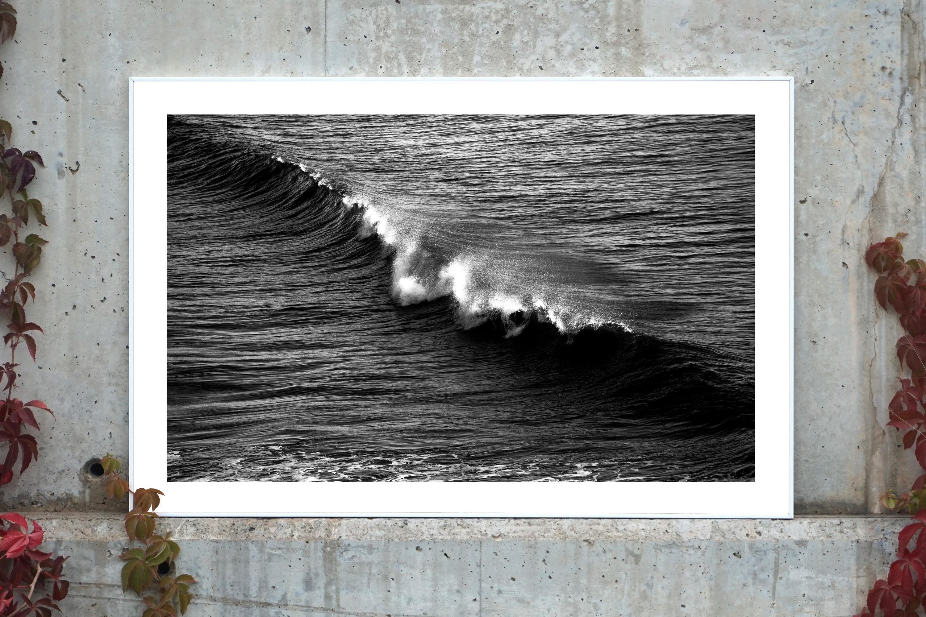Black and White Seascape of Los Angeles Crashing Wave, Contemporary Photograph For Sale 1