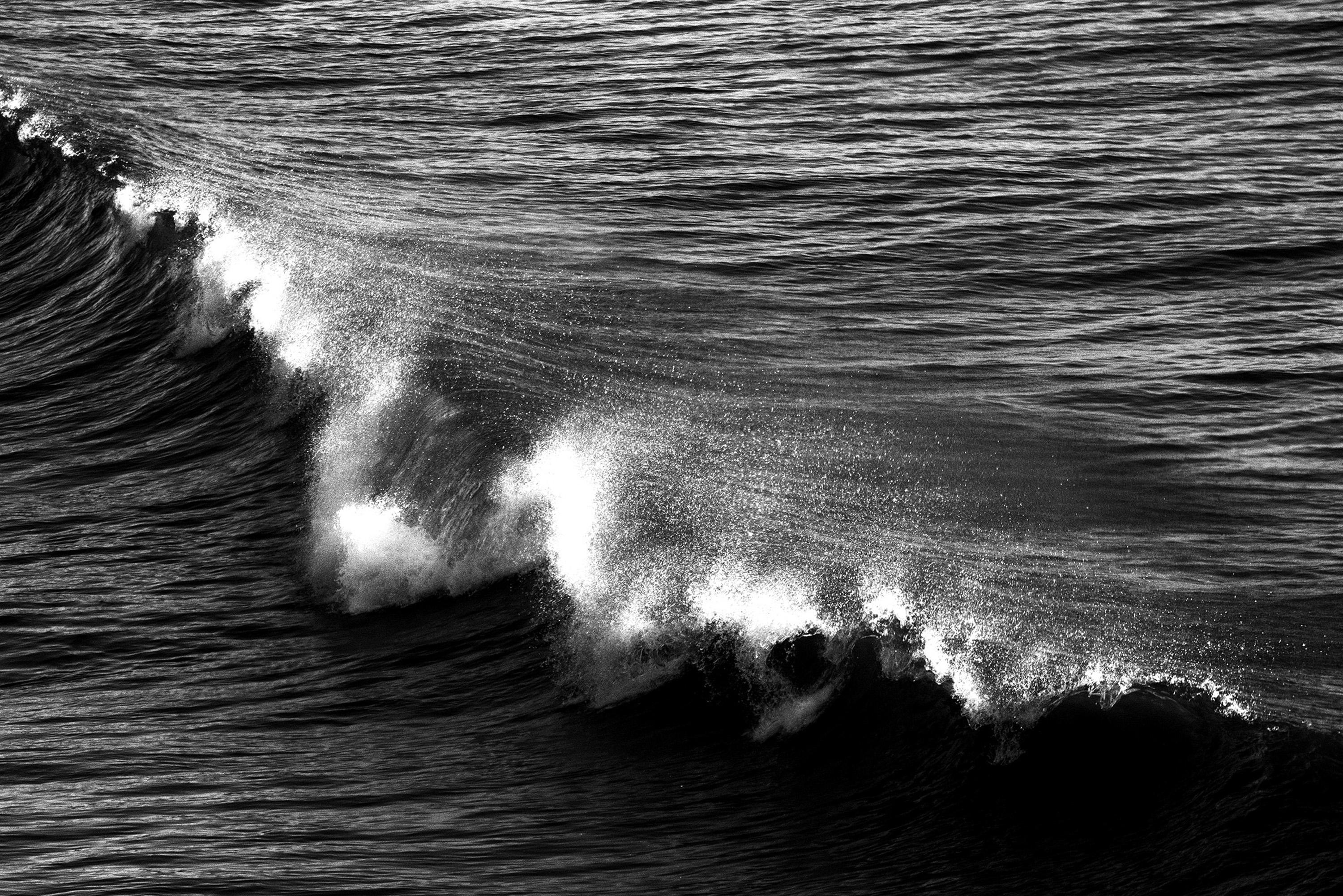Black and White Seascape of Los Angeles Crashing Wave, Contemporary Photograph For Sale 2
