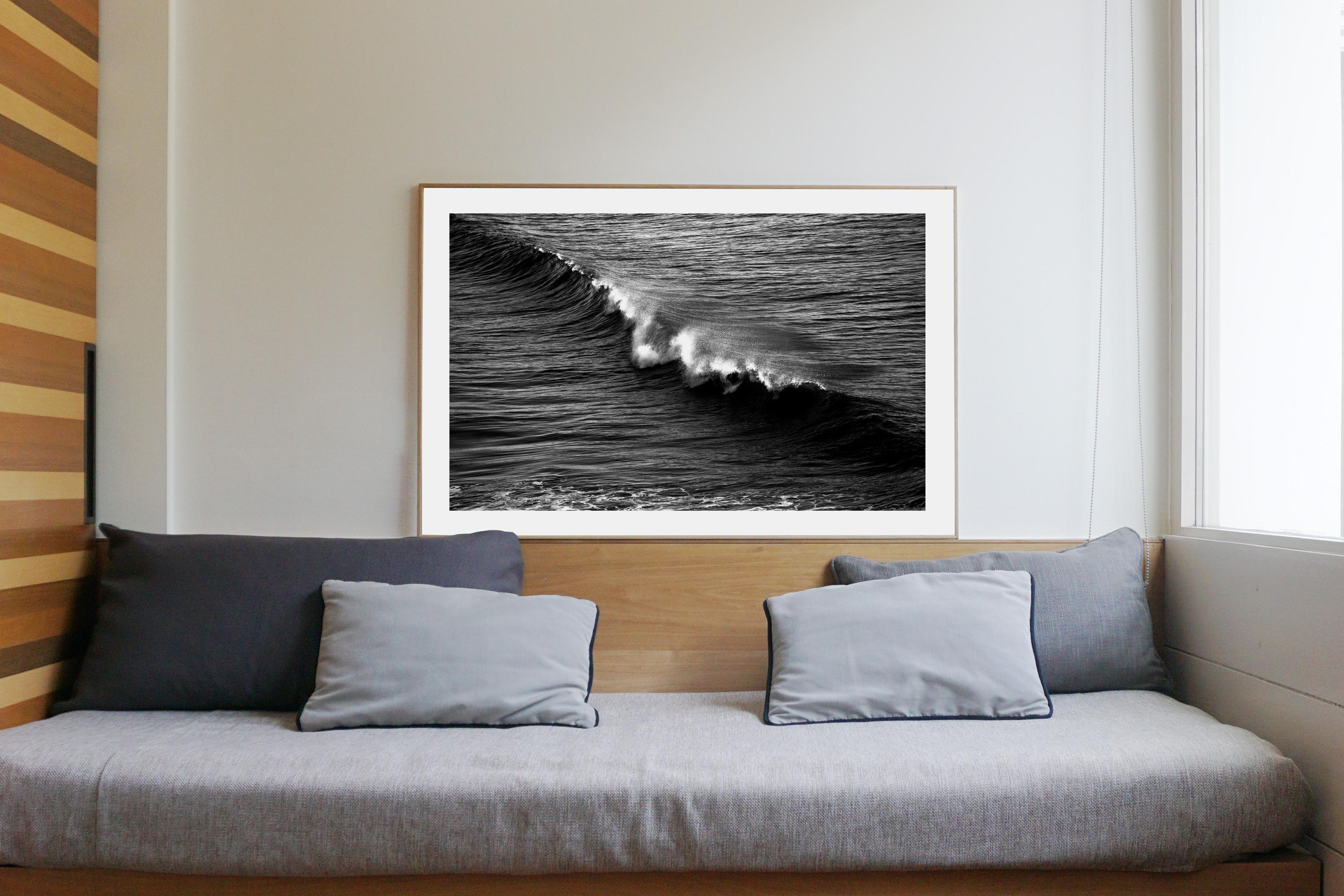 Black and White Seascape of Los Angeles Crashing Wave, Contemporary Photograph 1