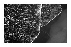 Pacific Foamy Shoreline, Black and White Seascape, Minimal Style Giclée, Classy