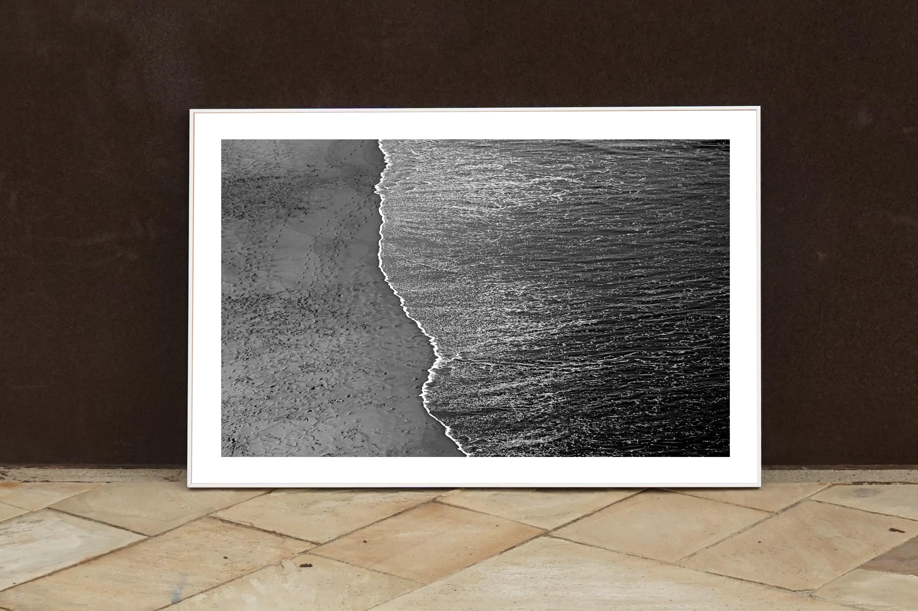 Calm Costa Rica Shore, Minimal Large Black and White Giclée Photograph Seascape For Sale 5