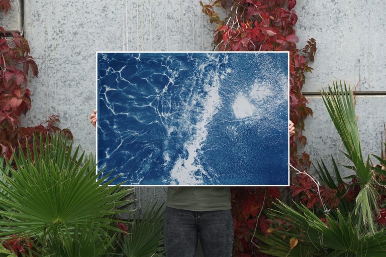 Caribbean Sandy Shore, Cyanotype on Watercolor Paper, 100x70cm, Beach House Art For Sale 5