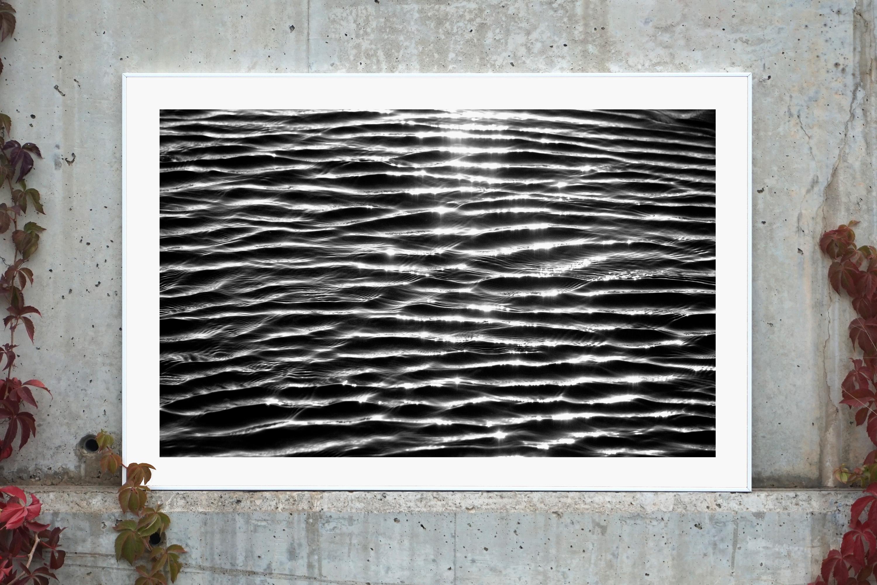 Extra Large Black and White Giclée Print of Tranquil Water Patterns, Seascape - Abstract Photograph by Kind of Cyan